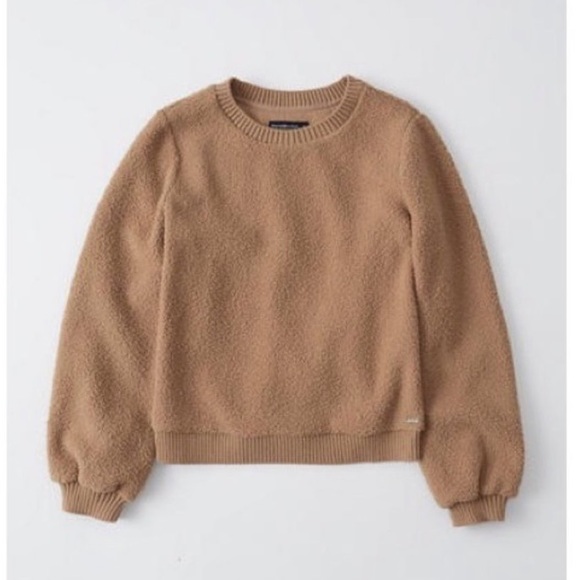 Abercrombie & Fitch tan sherpa sweatshirt Small - Picture 1 of 13